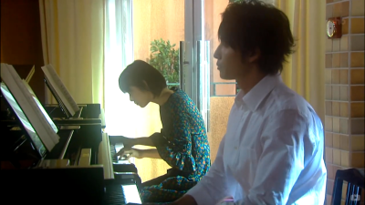 Although Nodame played it in her own “abnormal” way, Chiaki could still complement her perfectly with his skills and careful observation. Mozart Double Piano. With Chiaki's instruction, Nodame's persistency and willingness leads to their small but first success. It also marks the beginning of their relationship.