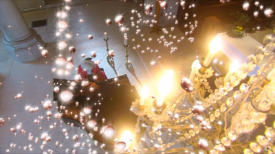 Nodame's first piano recital. Notes turn into pearls from her fingers and hop a Merry Christmas in the air.