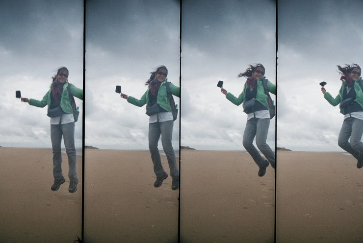 Move the object – “Jump!” Shutter speed: 0.2 sec across four frames. See how it freezes the moment. Love it!